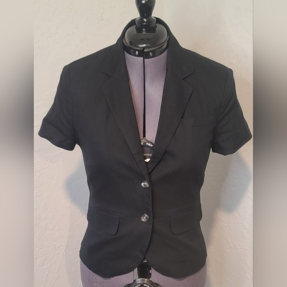 Banana Republic short sleeve blazer black women's size 2
